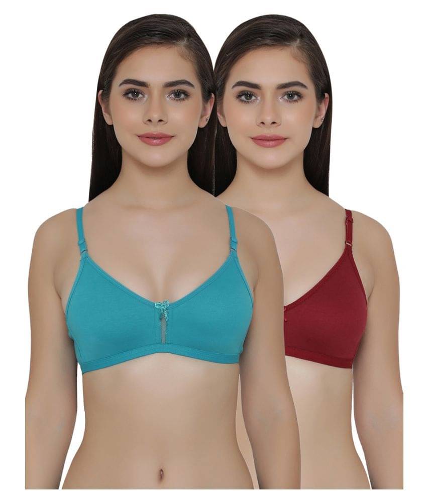     			Clovia Pack of 2 Cotton Non Padded Women's T-Shirt Bra ( Multi Color )