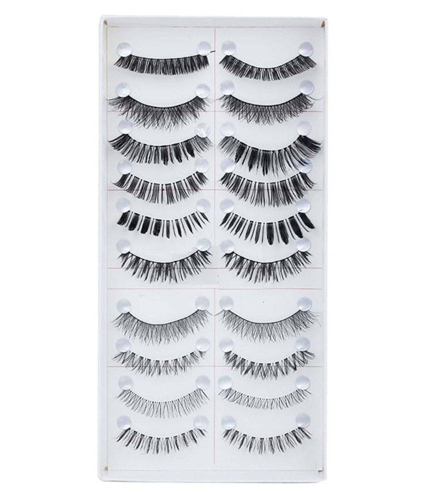     			FOK Natural Fake Eyelashes 10 Pair Black Volumising 20 Natural False Eyelashes Pack Of 10 Pair 400 g