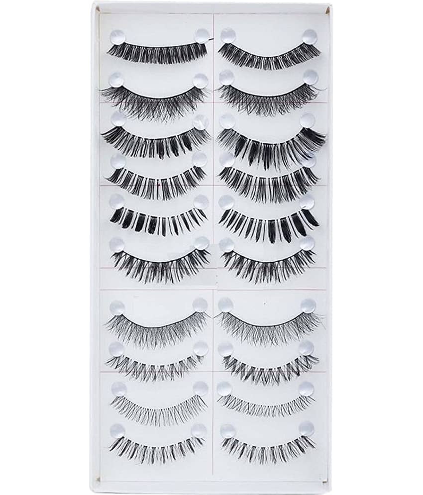 FOK Natural Fake Eyelashes 10 Pair Black Volumising 20 Natural False Eyelashes Pack Of 10 Pair 400 g - Makeup - Eyes | Buy online on ZillyBuy
