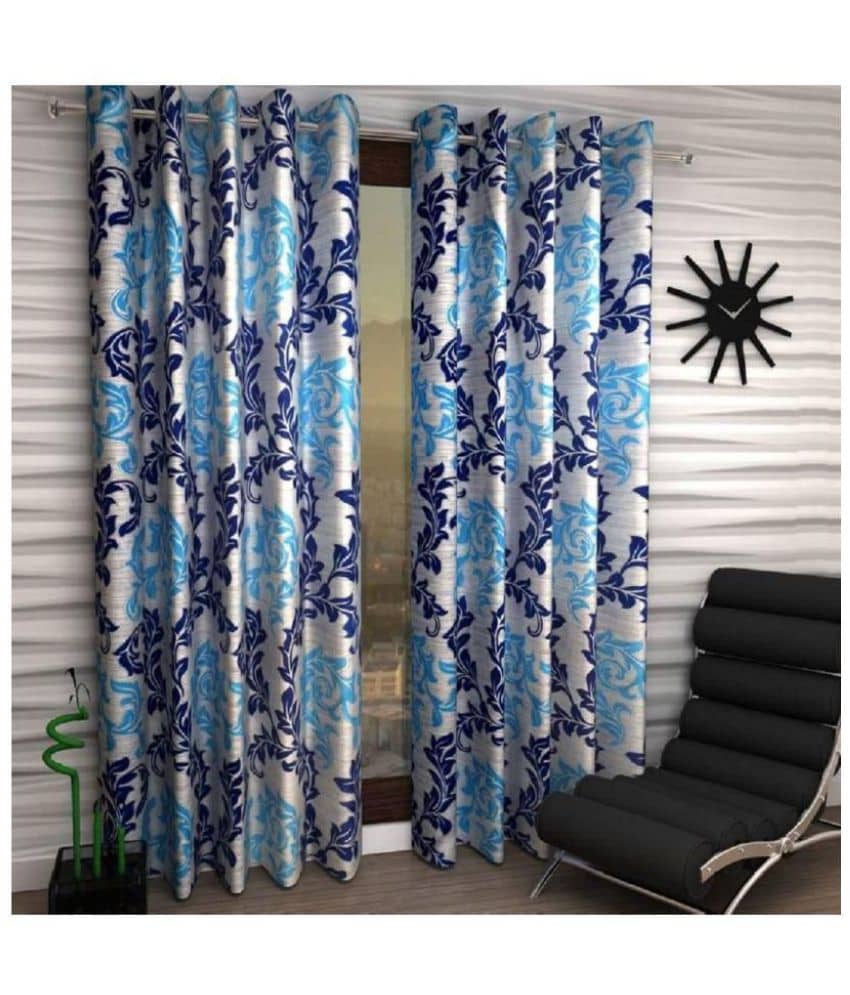Tanishka Fabs Floral Semi-Transparent Eyelet Curtain 9 ft ( Pack of 2 ) - Multi Color