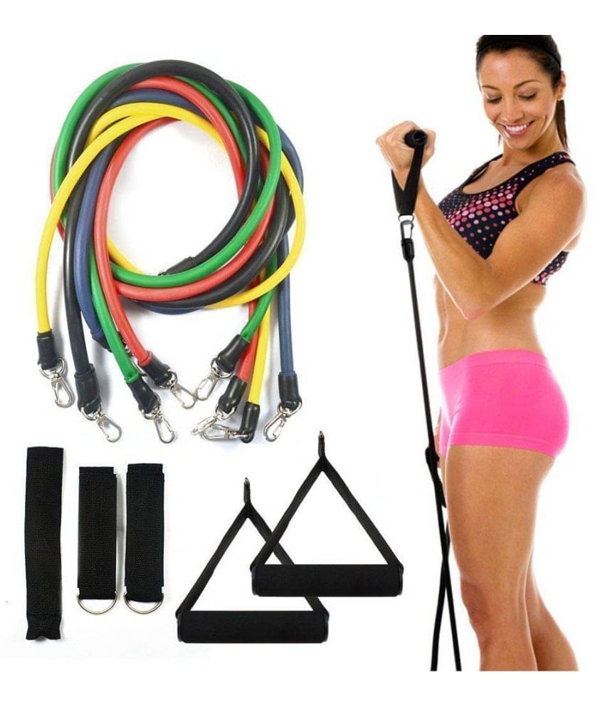     			5 in 1 Combo - Power Resistance Bands Set - Home Gym Extreme - with Travel Bag and Exercise Accessories
