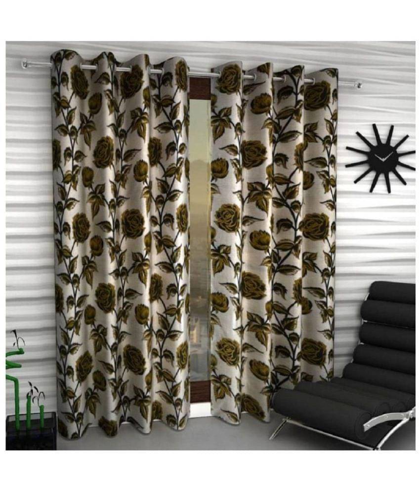     			Phyto Home Floral Semi-Transparent Eyelet Window Curtain 5 ft Pack of 2 -Multi Color
