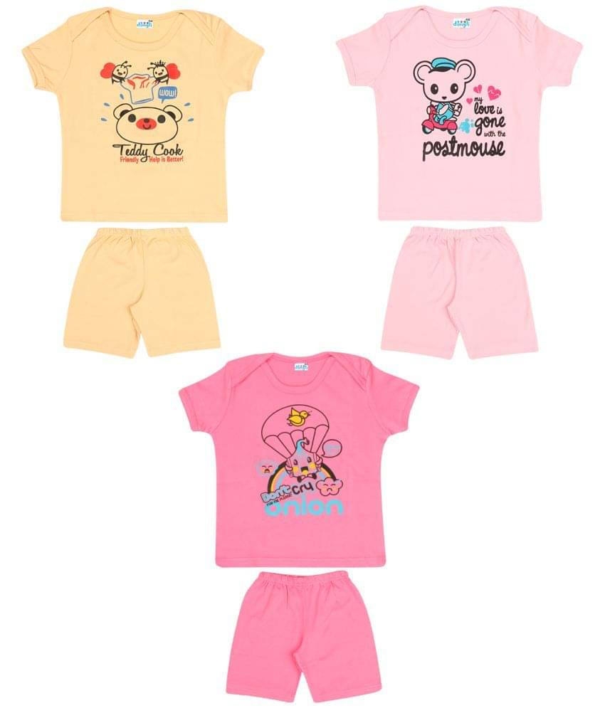     			Dongli Pack of 3 Boys Cotton T-Shirt & Shorts Set ( Multicolor )