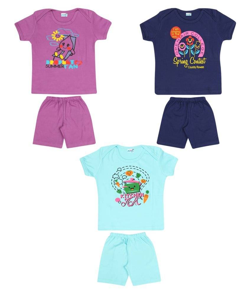     			Dongli Pack of 3 Baby Boys 100% Cotton Top & Shorts ( Multi )