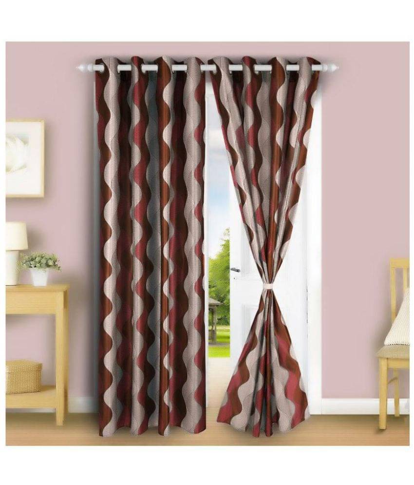 E-Retailer Set of 2 Door Eyelet Curtains Floral Red E-Retailer Set of 2 Door Eyelet Curtains Floral Red