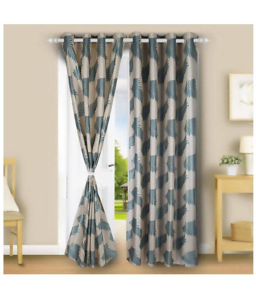 E-Retailer Set of 2 Door Eyelet Curtains Floral Blue E-Retailer Set of 2 Door Eyelet Curtains Floral Blue