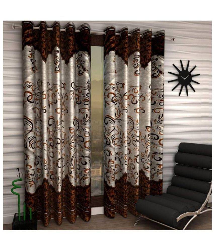     			Tanishka Fabs Semi-Transparent Curtain 5 ft ( Pack of 2 ) - Multi Color