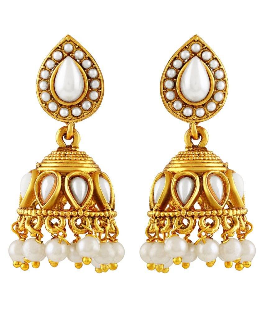    			Asmitta Traditional Pear Gold Plated Jhumki Earring For Women
