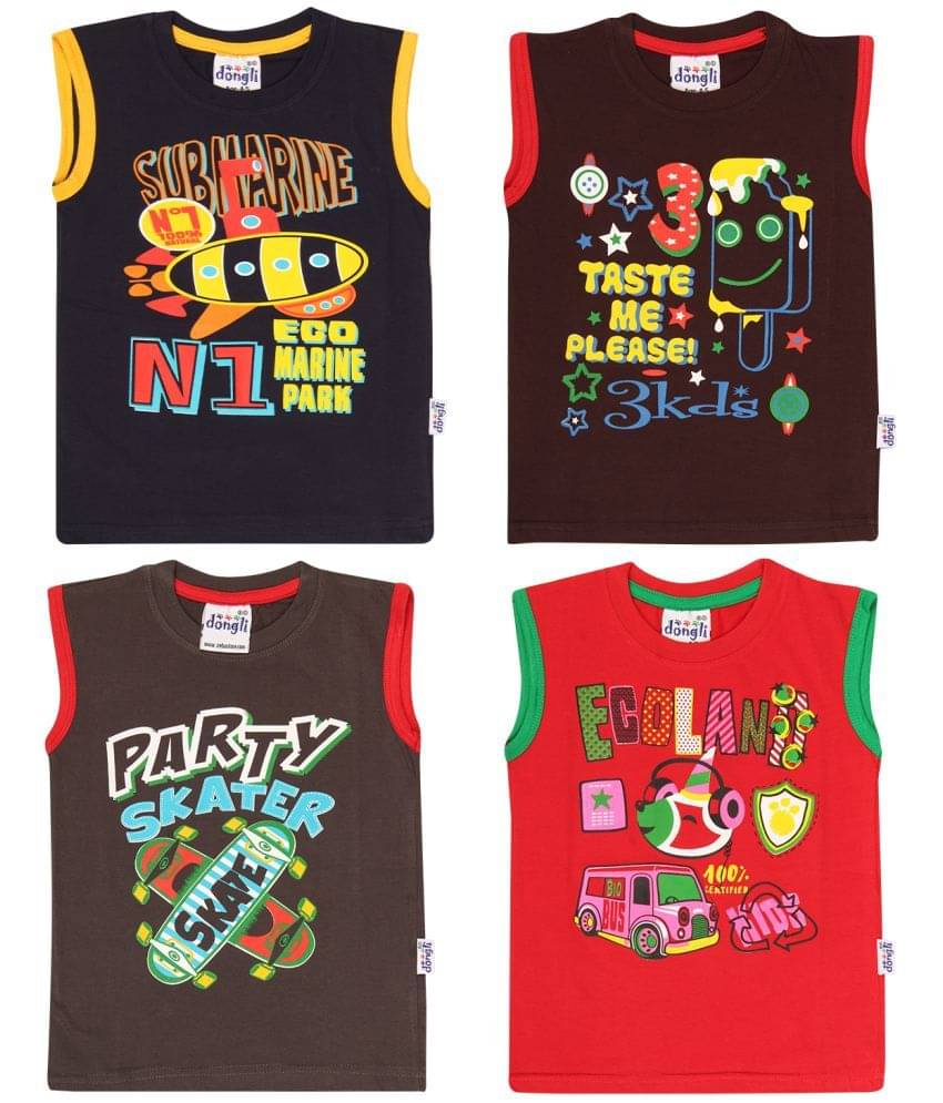     			Dongli Pack of 4 Boys Cotton T-Shirt & Shorts Set ( Multi )