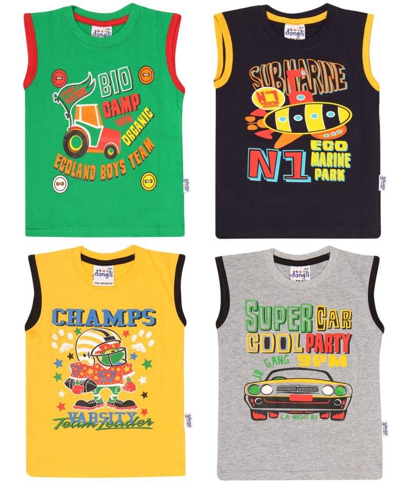     			Dongli Pack of 4 Boys Cotton T-Shirt & Shorts Set ( Multi )