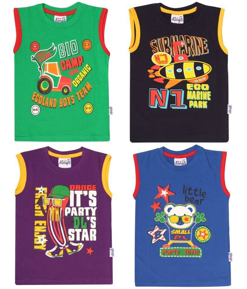     			Dongli Pack of 4 Boys Cotton T-Shirt & Shorts Set ( Multicolor )
