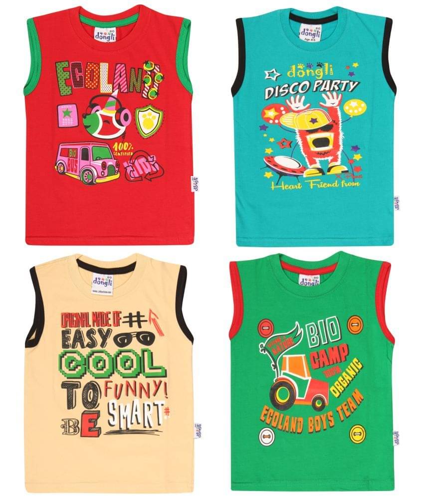     			Dongli Pack of 4 Boys Cotton T-Shirt & Shorts Set ( Multi )