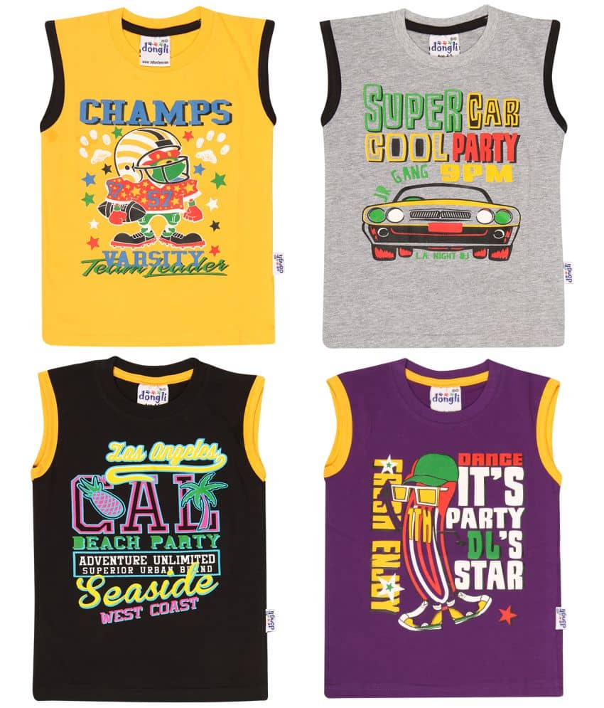 Dongli Pack of 4 Boys Cotton T-Shirt & Shorts Set ( Multi )