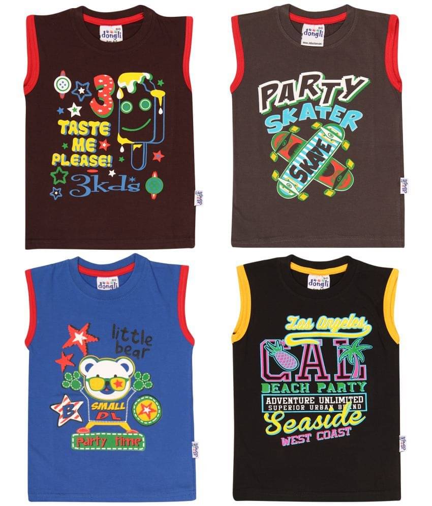     			Dongli Pack of 4 Boys Cotton T-Shirt & Shorts Set ( Multi )