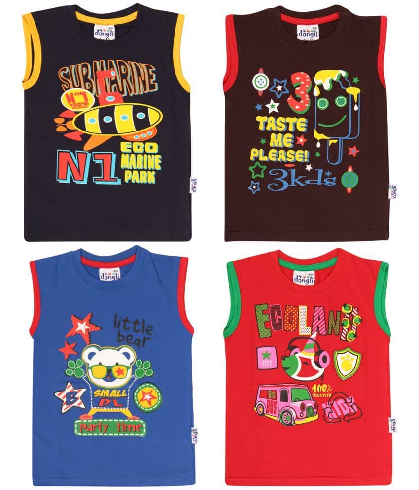 Dongli Pack of 4 Boys Cotton T-Shirt & Shorts Set ( Multicolor )