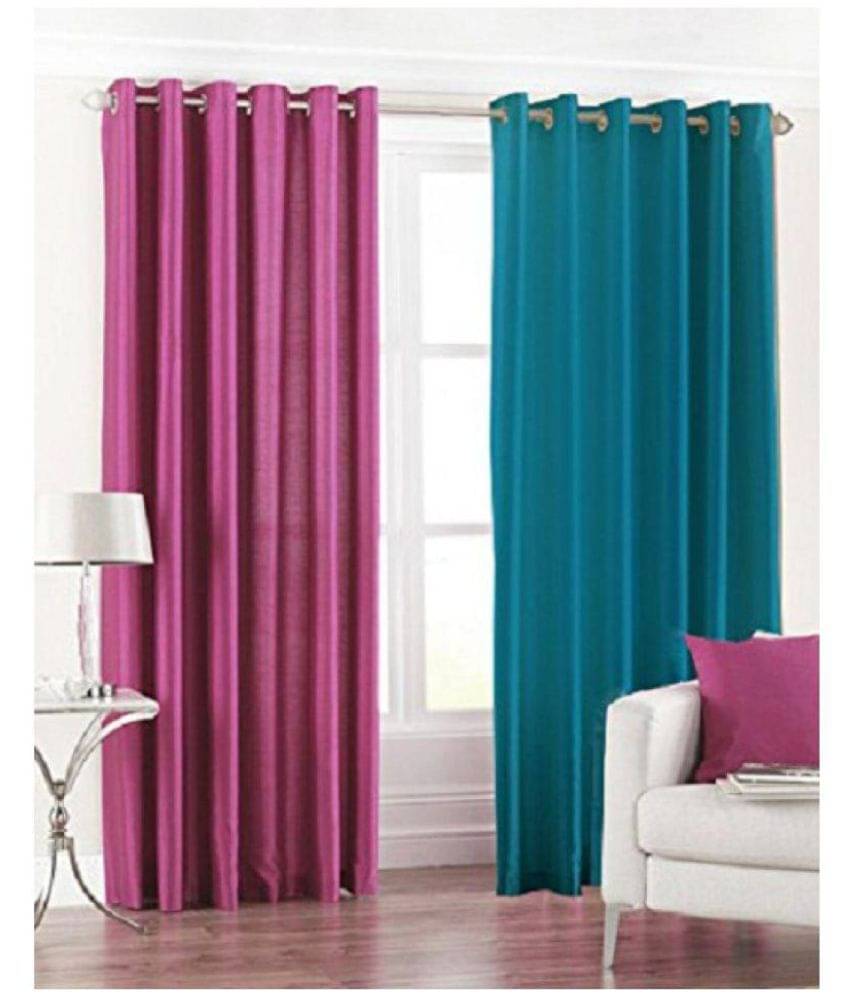 Phyto Home Solid Semi-Transparent Eyelet Door Curtain 7 ft Pack of 2 -Multi Color Phyto Home Solid Semi-Transparent Eyelet Door Curtain 7 ft Pack of 2 -Multi Color
