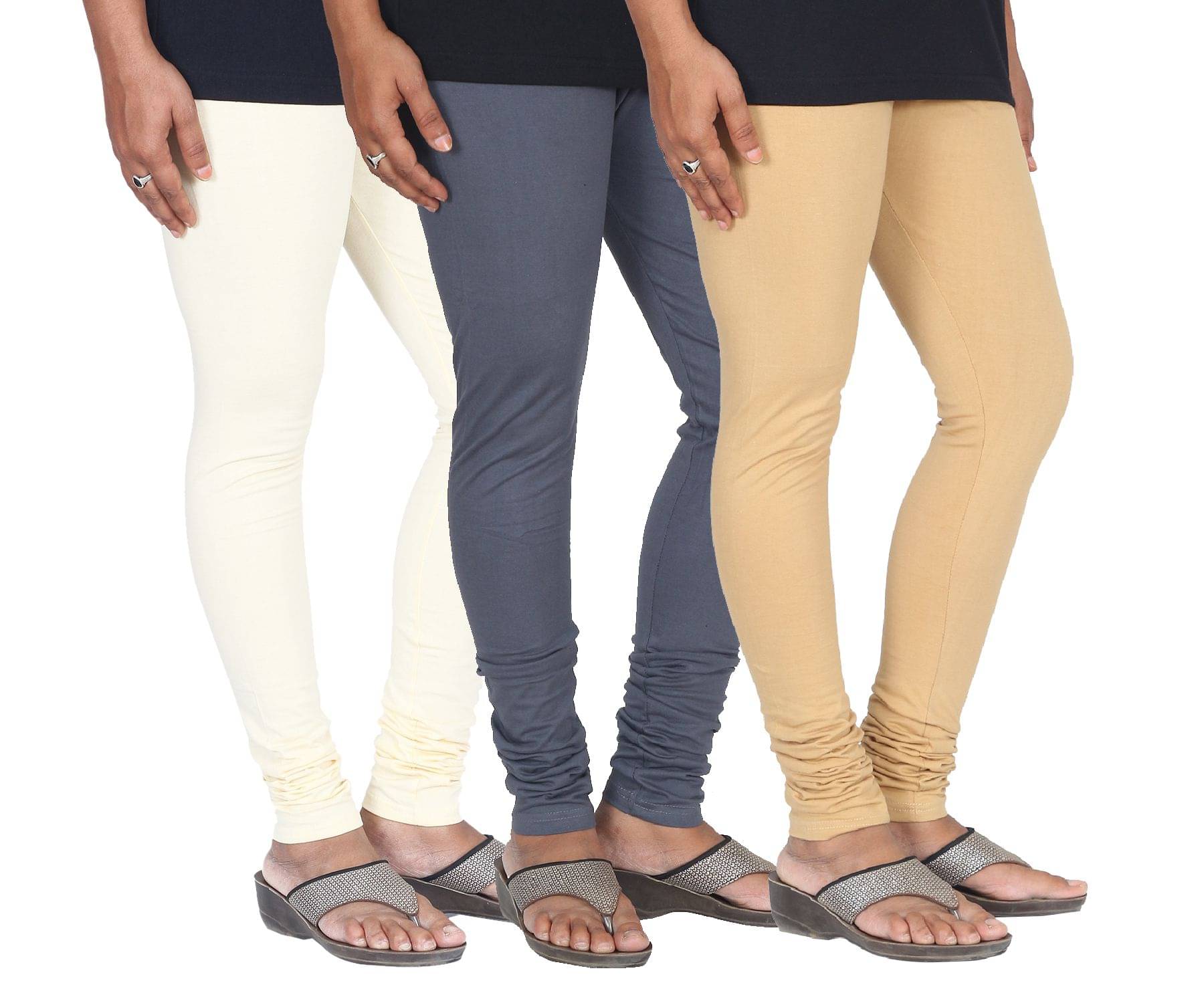     			Varsha Pack of 3 Girls 100% Cotton Leggings ( Multi )