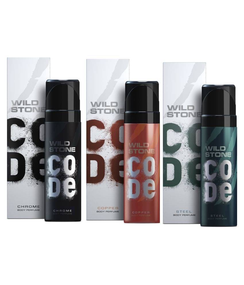 Wild Stone Code Chrome, Copper & Steel Combo Perfume Body Spray - For Men (360 ml, Pack of 3) Wild Stone Code Chrome, Copper & Steel Combo Perfume Body Spray - For Men (360 ml, Pack of 3)