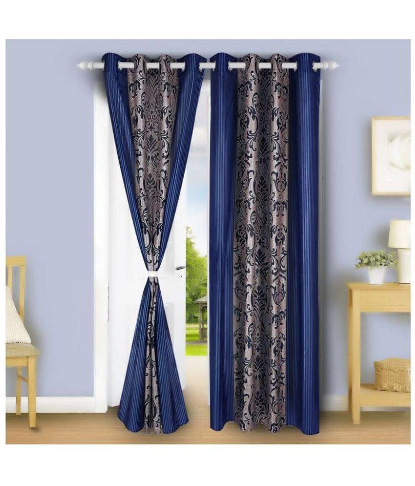 E-Retailer Set of 2 Long Door Eyelet Curtains Floral Purple E-Retailer Set of 2 Long Door Eyelet Curtains Floral Purple