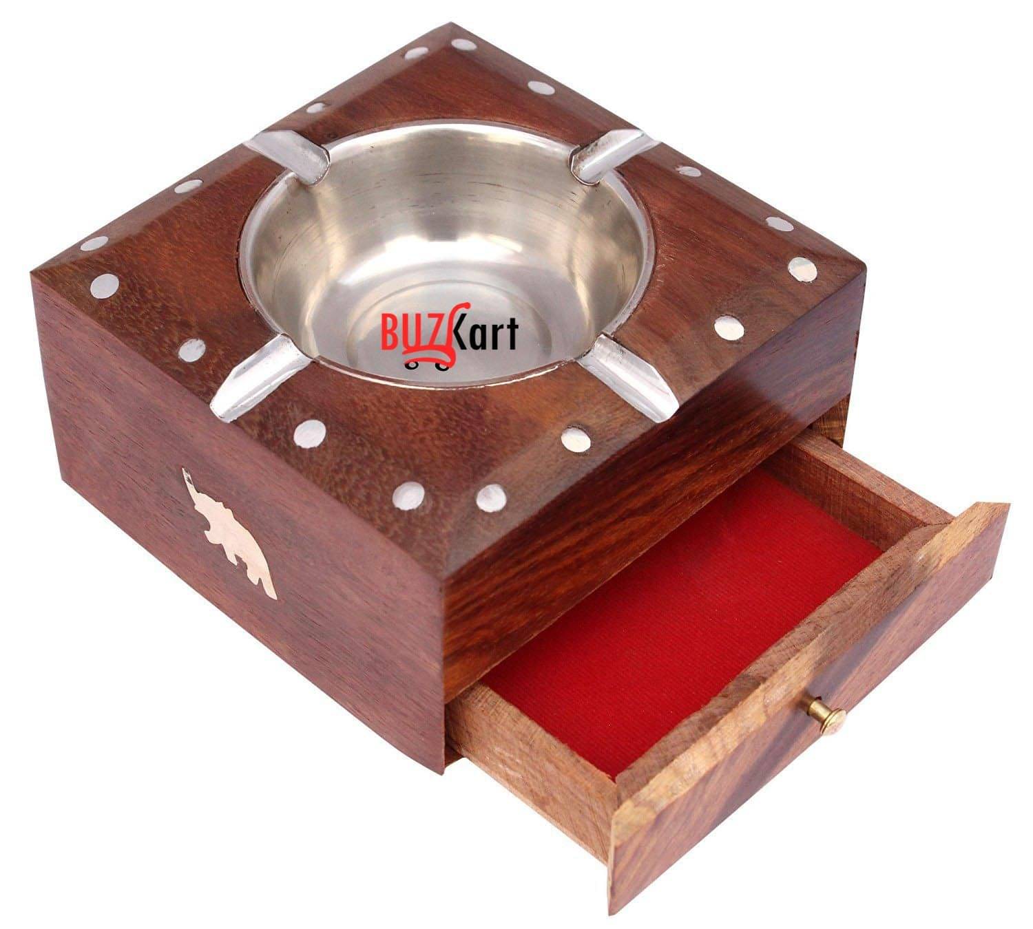     			BuzyKart Beautifull Vintage Wooden Ash Tray With Cigarette Drawer