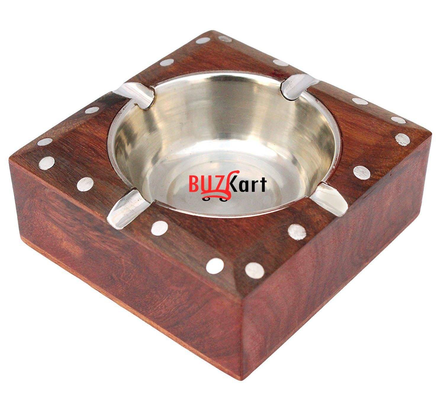     			BuzyKart Wooden Premium Quality Antique Ashtray With Inlay Work