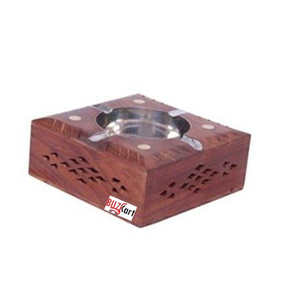     			BuzyKart Wooden Premium Quality Antique Hand carved Square Ashtray