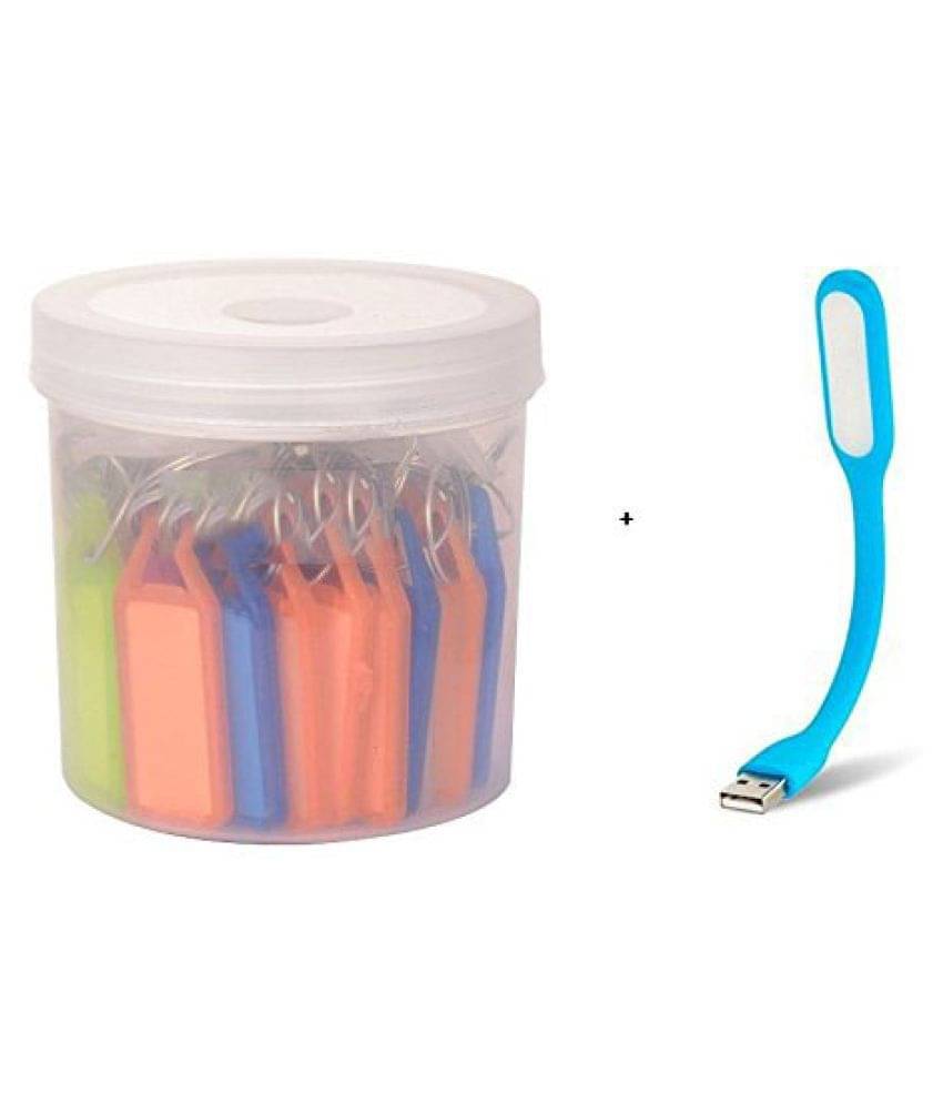 Abaj Pack of 50 Assorted Tag Keychain comes with Container Box with USB Led Light( Colors May Vary ) Abaj Pack of 50 Assorted Tag Keychain comes with Container Box with USB Led Light( Colors May Vary )
