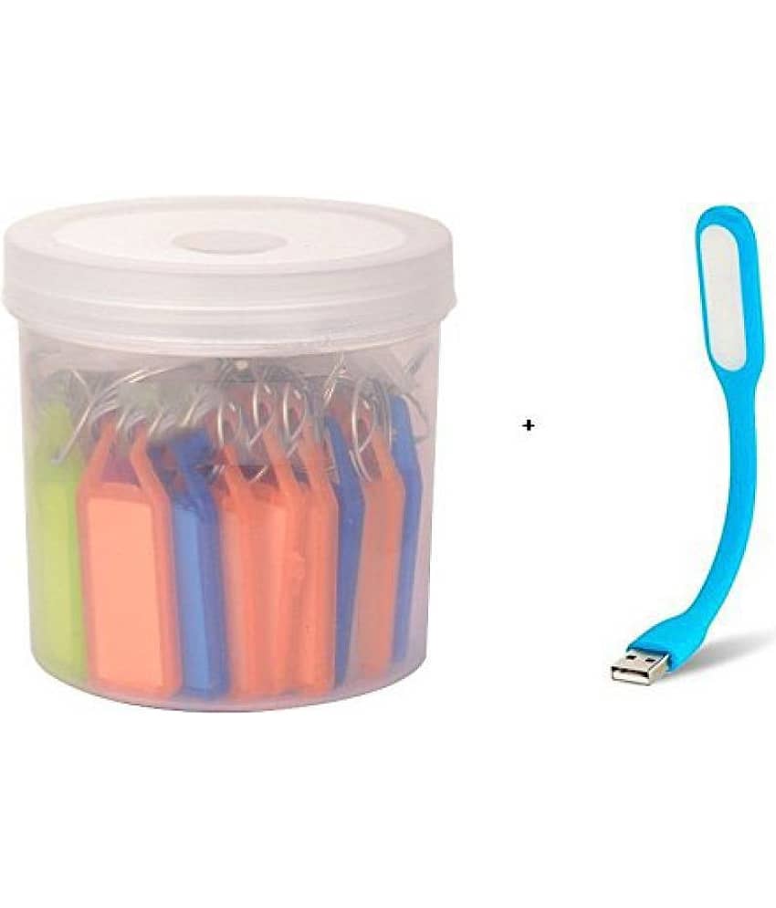 Abaj Pack of 50 Assorted Tag Keychain comes with Container Box with USB Led Light( Colors May Vary ) - Stationery | Buy online on ZillyBuy