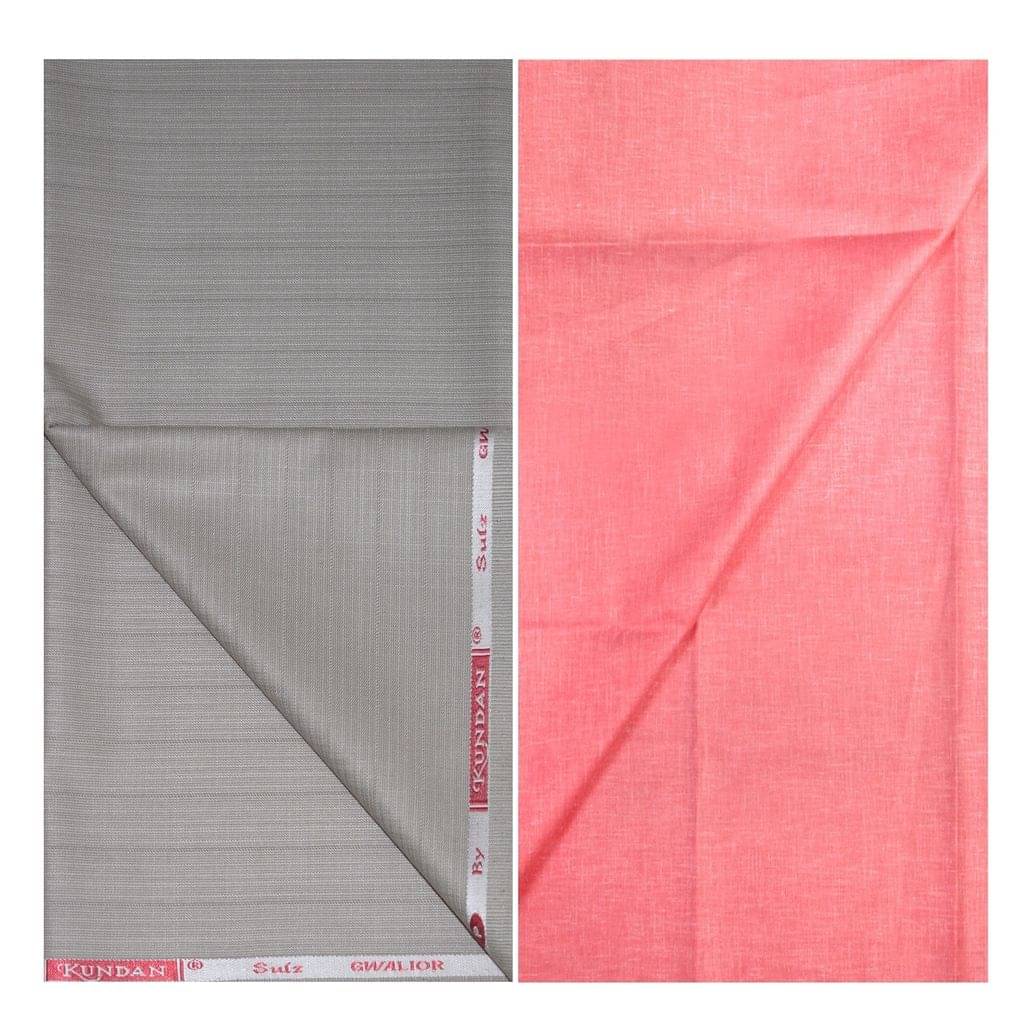     			KUNDAN SULZ GWALIOR Pink Cotton Blend Unstitched Shirts & Trousers ( 1 Pant & 1 Shirt Piece )
