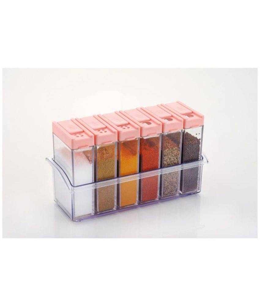     			S M Environment Friendly 6-Jar Spice Rack Polyproplene Spice Container Set of 6