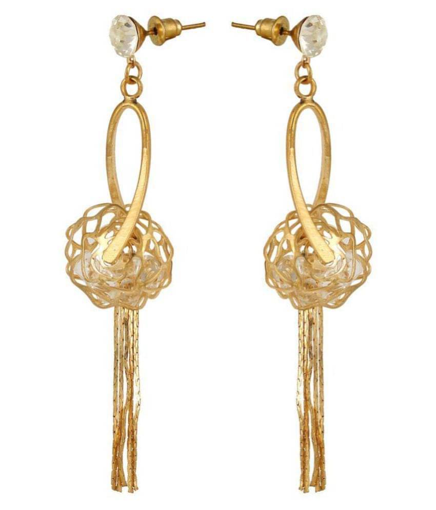     			The Jewelbox - Golden Drop Earrings ( Pack of 1 )