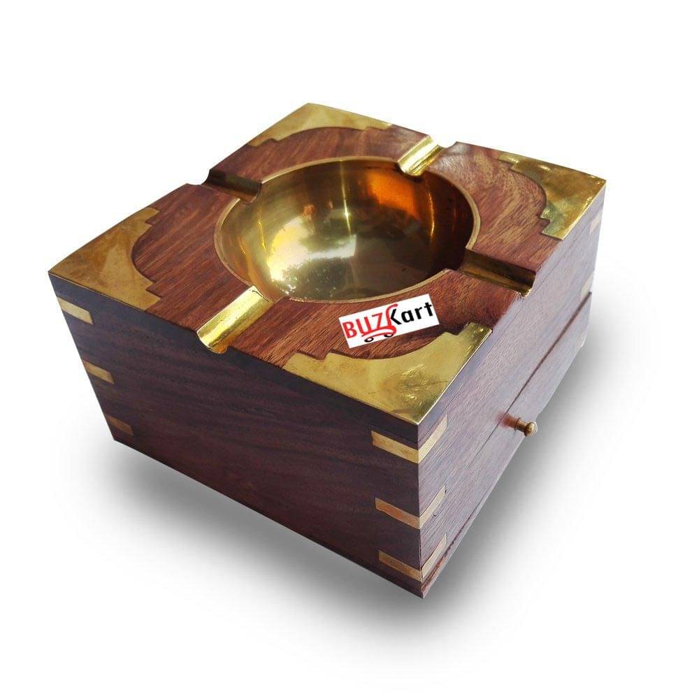 BuzyKart Vintage Wooden Ash Tray Cum Cigarette Case Drawer Purely Handcrafted BuzyKart Vintage Wooden Ash Tray Cum Cigarette Case Drawer Purely Handcrafted