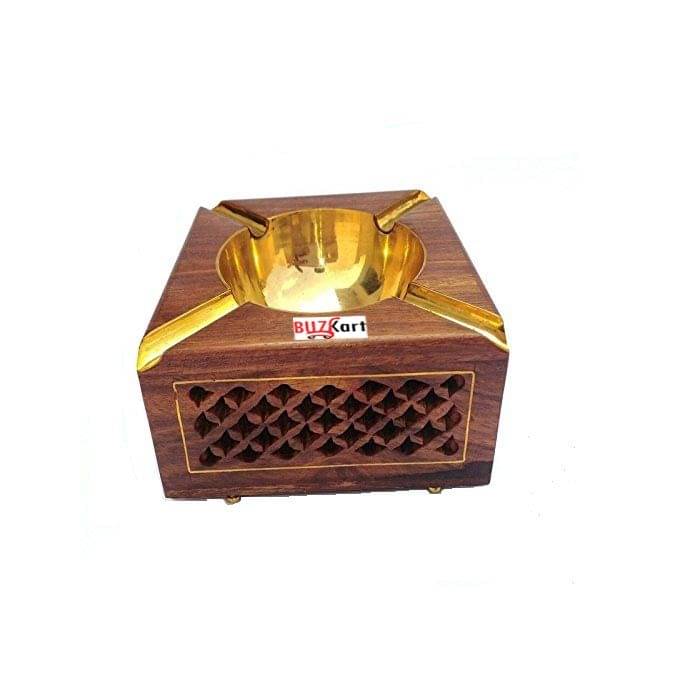     			BuzyKart Wooden Ash Tray Decorative Handicraft Gift Item Jaali Design