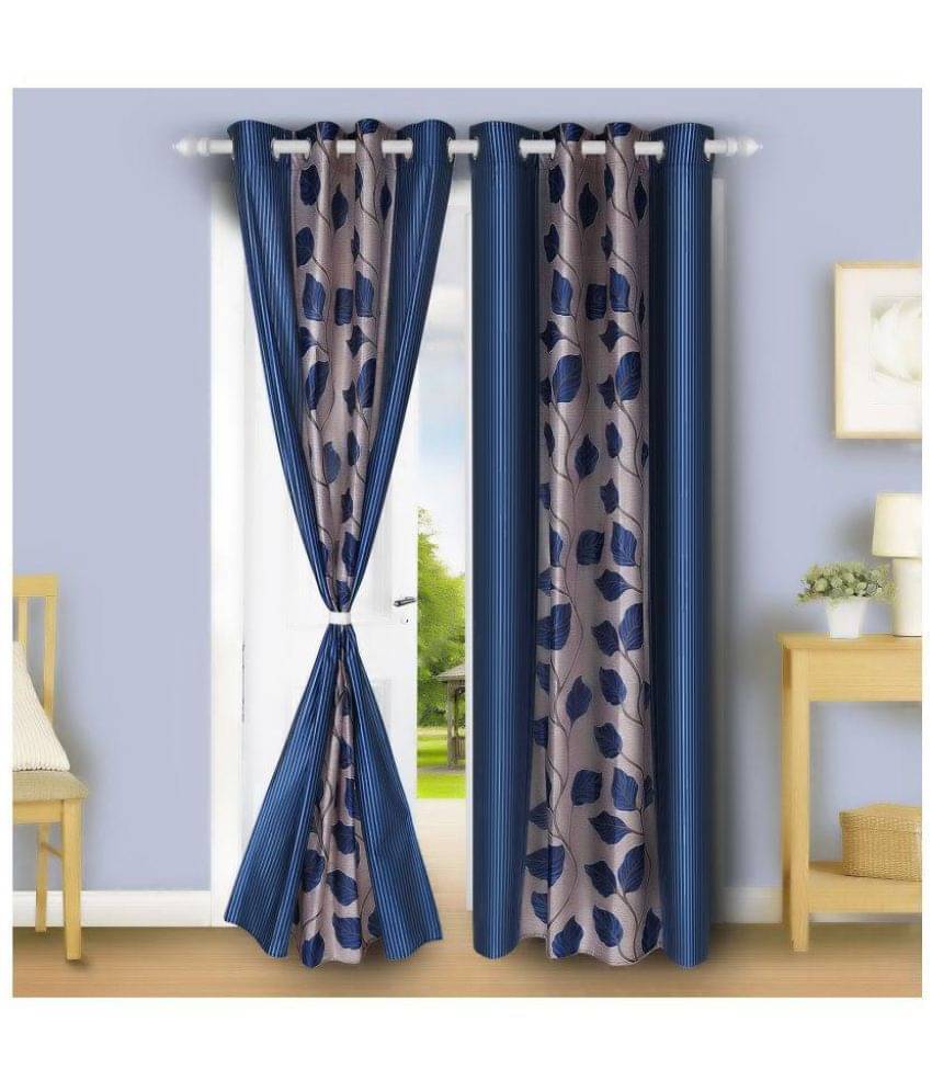 E-Retailer Set of 2 Door Eyelet Curtains Floral Multi Color E-Retailer Set of 2 Door Eyelet Curtains Floral Multi Color