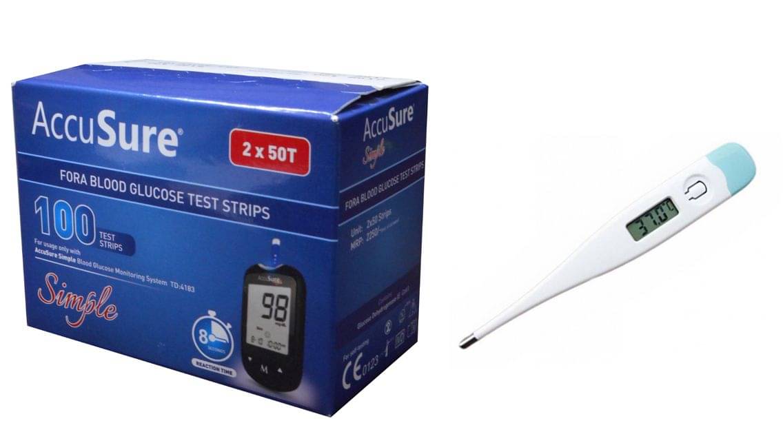     			ACCUSURE Simple 100 Test Strips With Digital Thermometer
