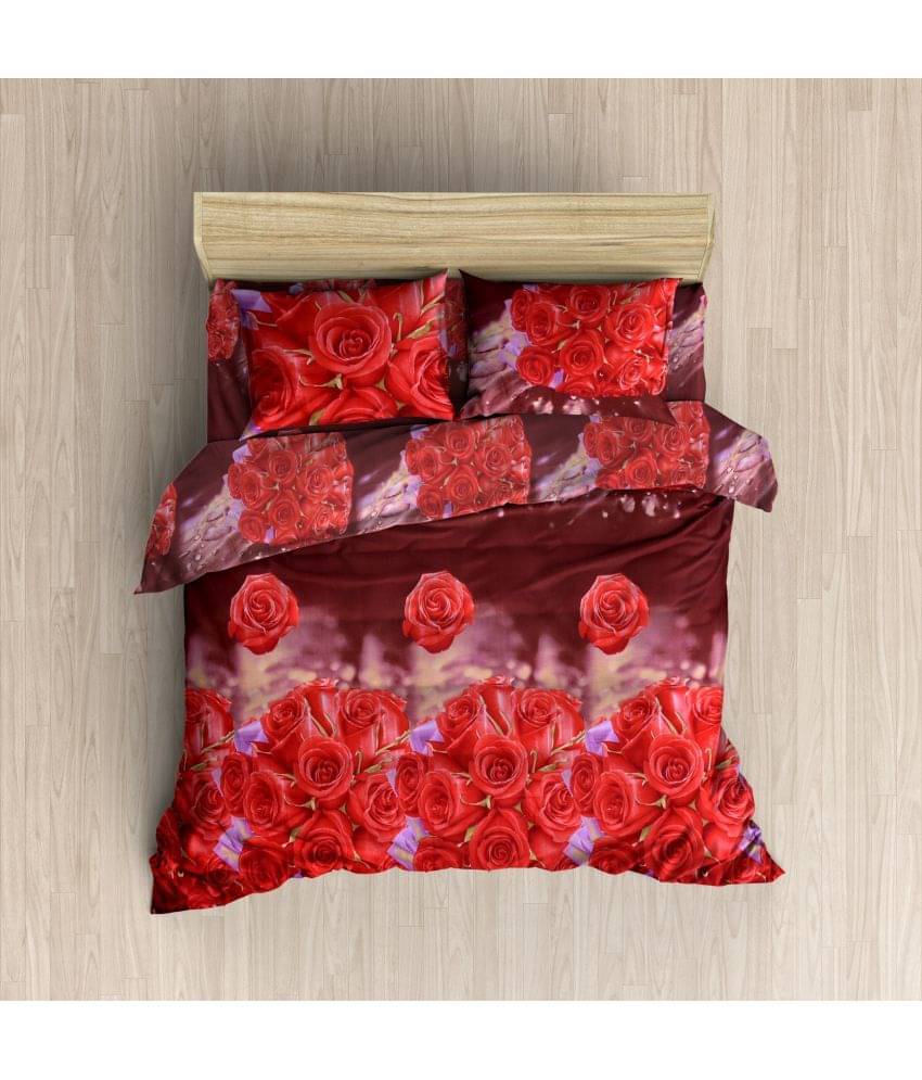     			Homefab India Poly Cotton Double Bedsheet ( Red )
