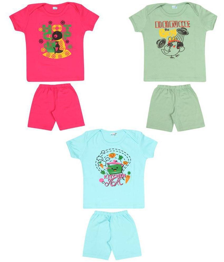     			Dongli Pack of 3 Boys Cotton T-Shirt & Shorts Set ( Multicolor )