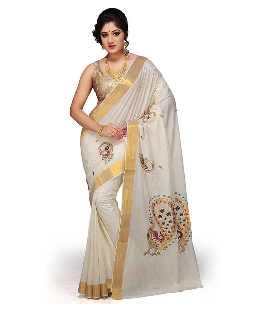     			R Selvamani Tex Cotton Embroidered Saree With Unstitched Blouse Piece ( Beige )
