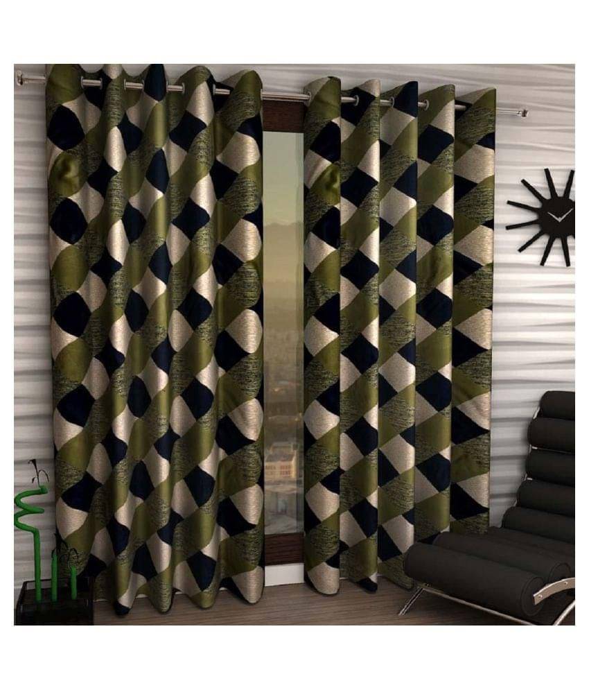     			Tanishka Fabs Semi-Transparent Curtain 5 ft ( Pack of 2 ) - Multi Color