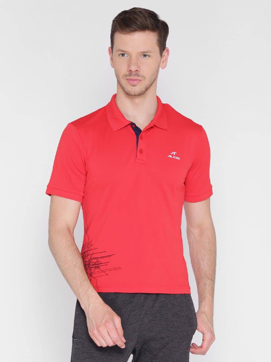     			Alcis Mens Printed Red Polo T-Shirt