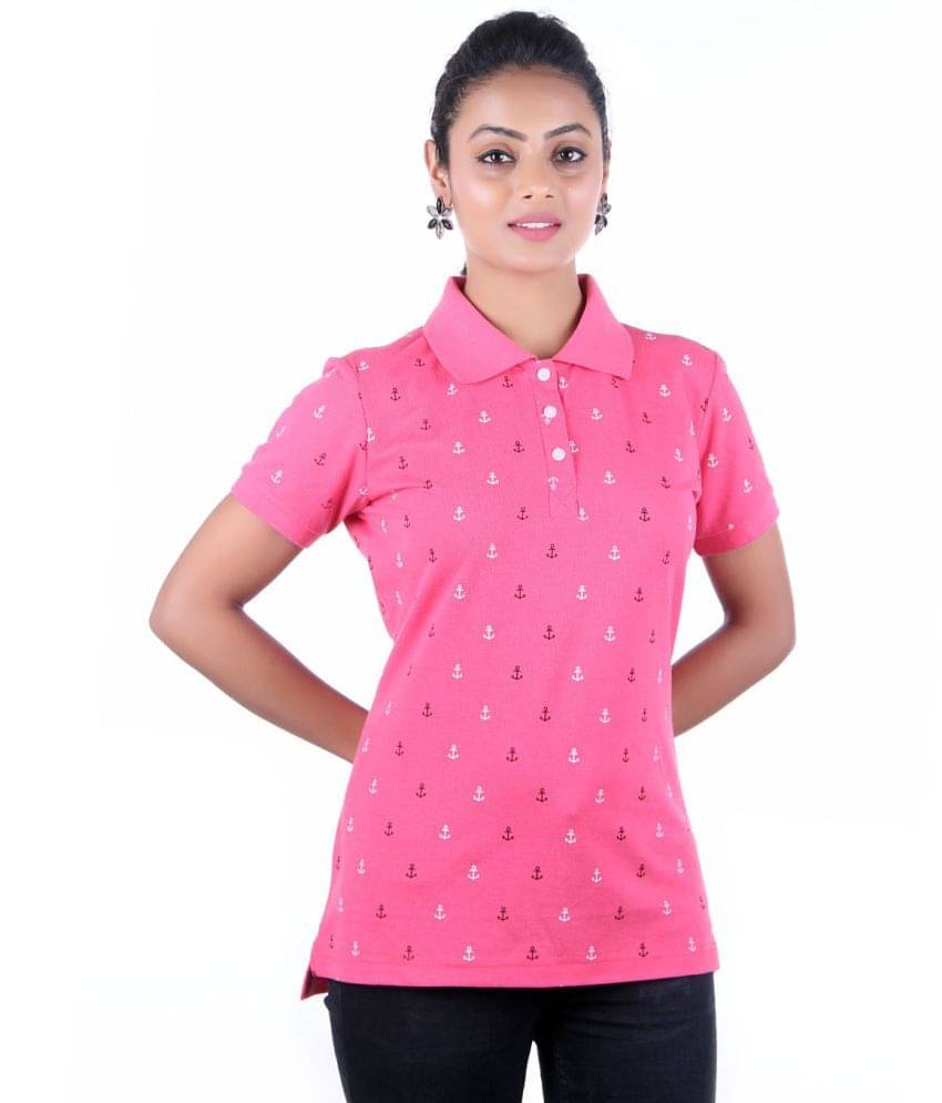     			Kaily Women Cotton Printed Regular Fit Round Neck T-Shirt ( Peach )