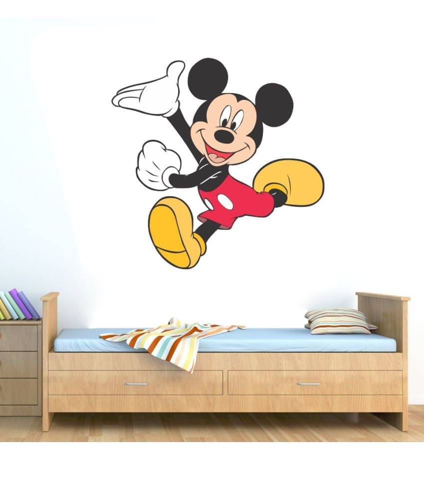     			Decor Villa Micky Mouse PVC Multicolour Wall Sticker - Pack of 1