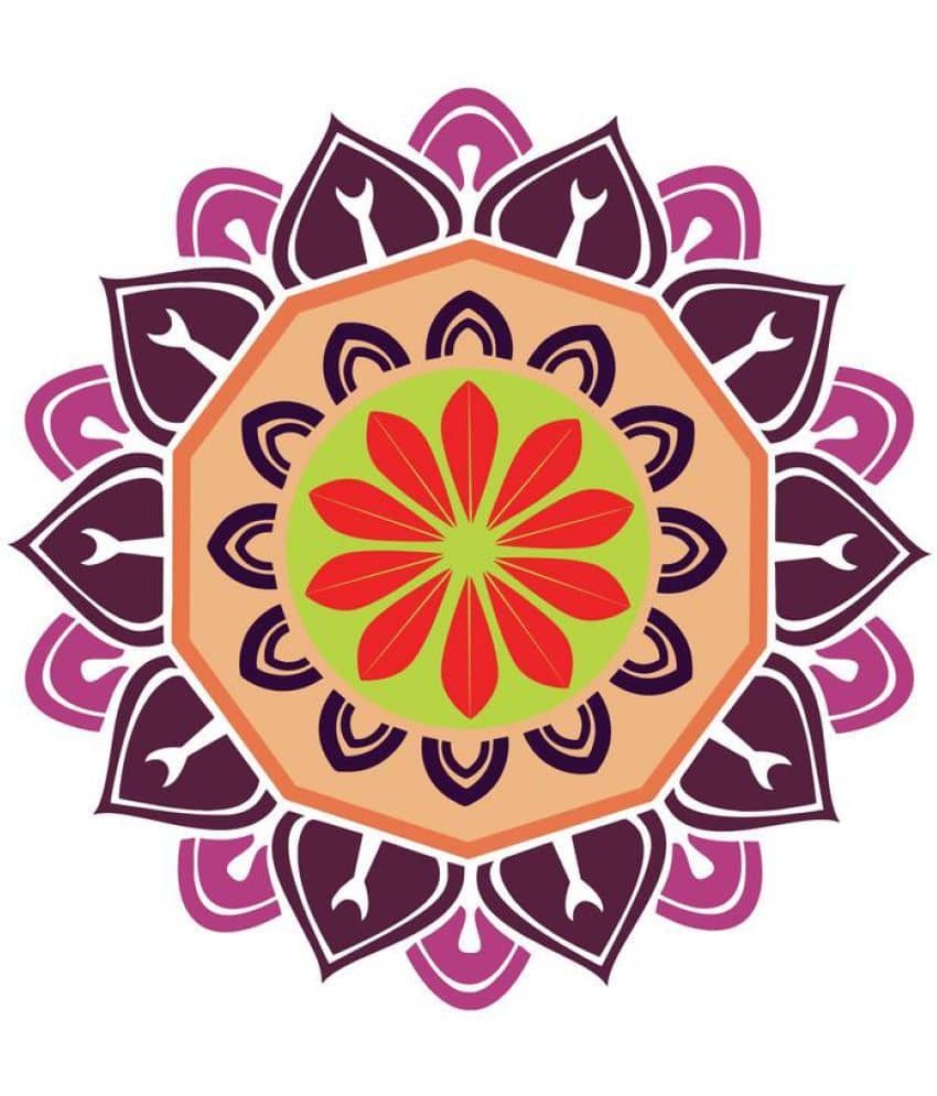 Decor Villa Rangoli Vinyl Multicolour Wall Sticker - Pack of 1