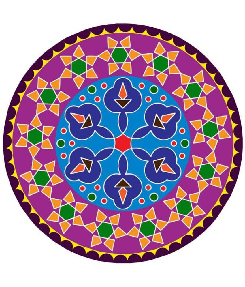 Decor Villa Rangoli Vinyl Multicolour Wall Sticker - Pack of 1 Decor Villa Rangoli Vinyl Multicolour Wall Sticker - Pack of 1