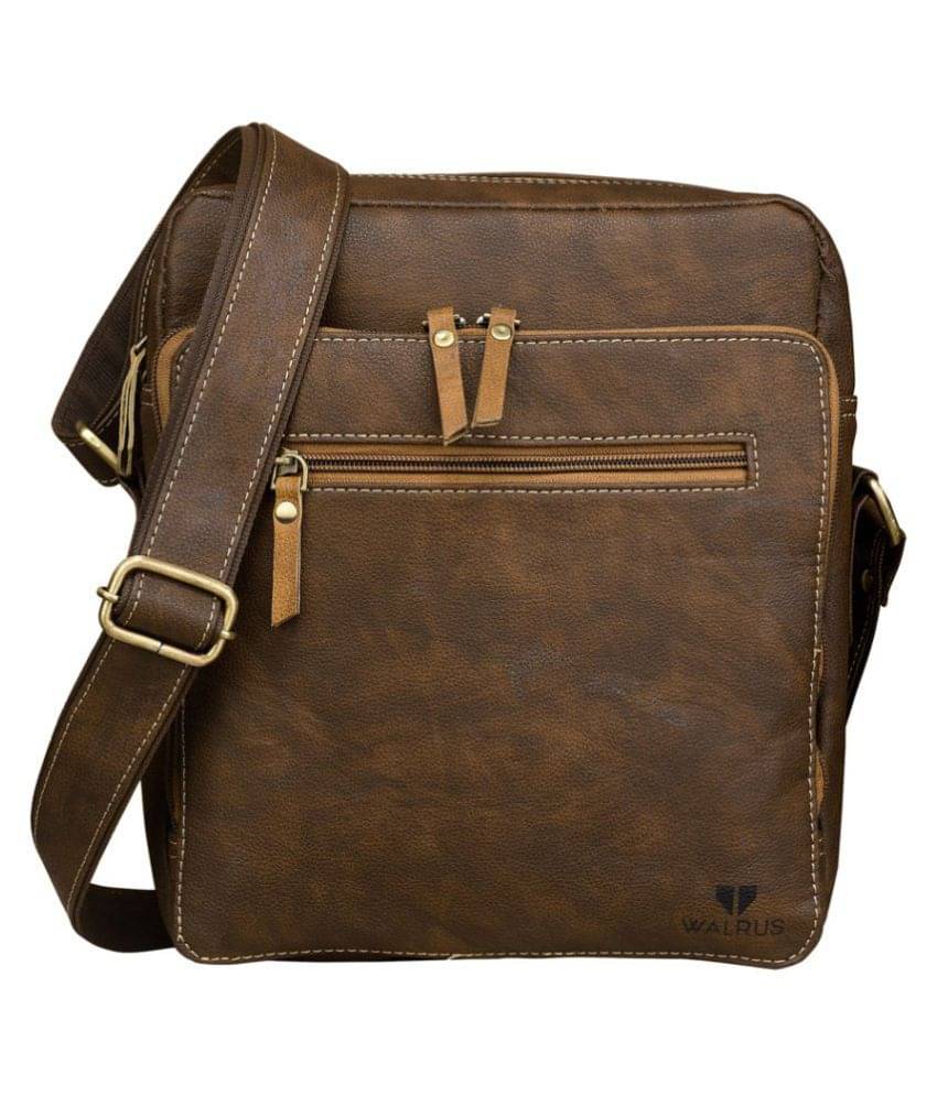 Walrus WMB-MSN-090909 Brown Synthetic Casual Messenger Bag Walrus WMB-MSN-090909 Brown Synthetic Casual Messenger Bag