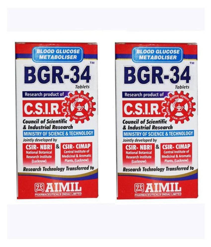     			Aimil BGR 34 Tablet Carbohydrate Metaboliser R&D by CSIR 100 no.s (Pack of 2)