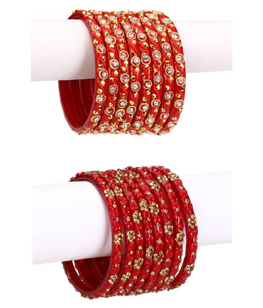     			Afast Combo Party & Festivle Designer Ornamented With Colorful Beads And Figures Fancy Matching Glass Bangle Cum Kada Set Of Eight Each With Safety Box