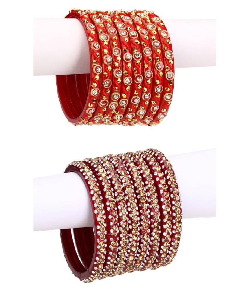     			Afast Combo Party & Festivle Designer Ornamented With Colorful Beads And Figures Fancy Matching Glass Bangle Cum Kada Set Of Eight Each With Safety Box