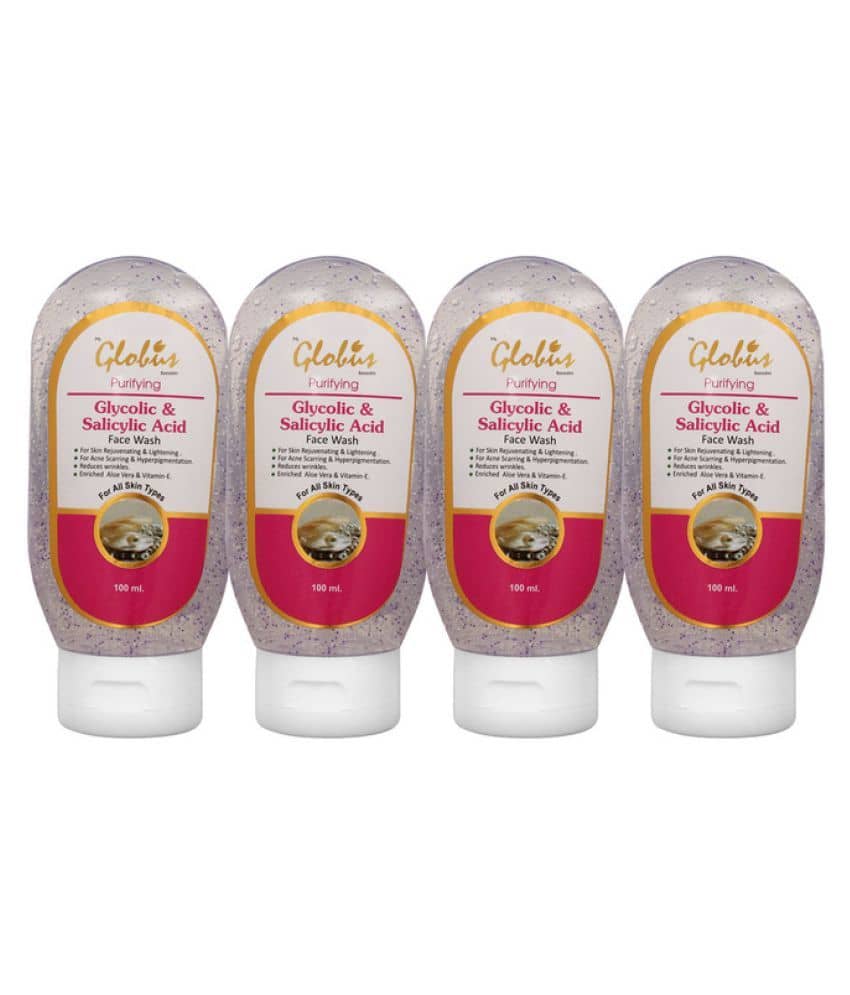 Globus Remedies  Glycolic  and Salicylic Acid  Face Wash 100 ml Pack of 4