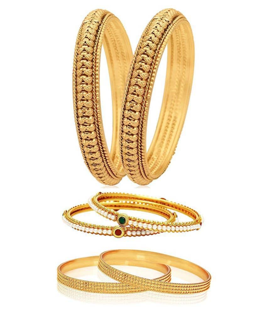 Valentine Gifts : YouBella Gold Plated Bangles Combo Of 3 Bangles Jewellery For Girls/Women (2.4) - Bangles & Bracelets | Buy online on ZillyBuy